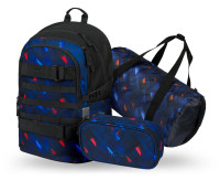 BAAGL SADA 3 Skate Indigo: batoh, peračník, športová taška