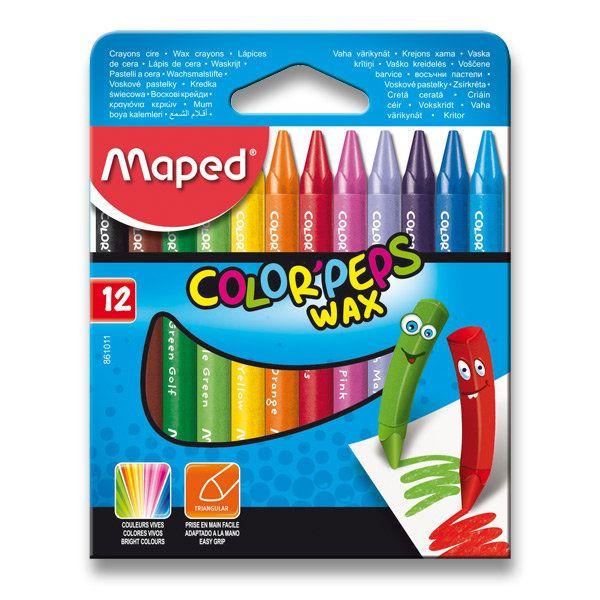 Pastelky voskové trojhranné Maped Color´Peps Wax 12 farieb