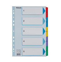 Rozraďovač A4 1-5, kartónový Mylar farebný