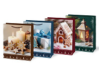 Taška darčeková T5 26x32x13,8cm vianočná mix motívov V57