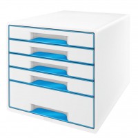 Box 5-zásuvkový Leitz WOW metalický modrý