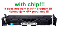 Kompatibilný toner pre HP 220A/W2201A-Plne funkčný čip! Cyan. Nefunkčné v programe HP+!!! 1800 strán