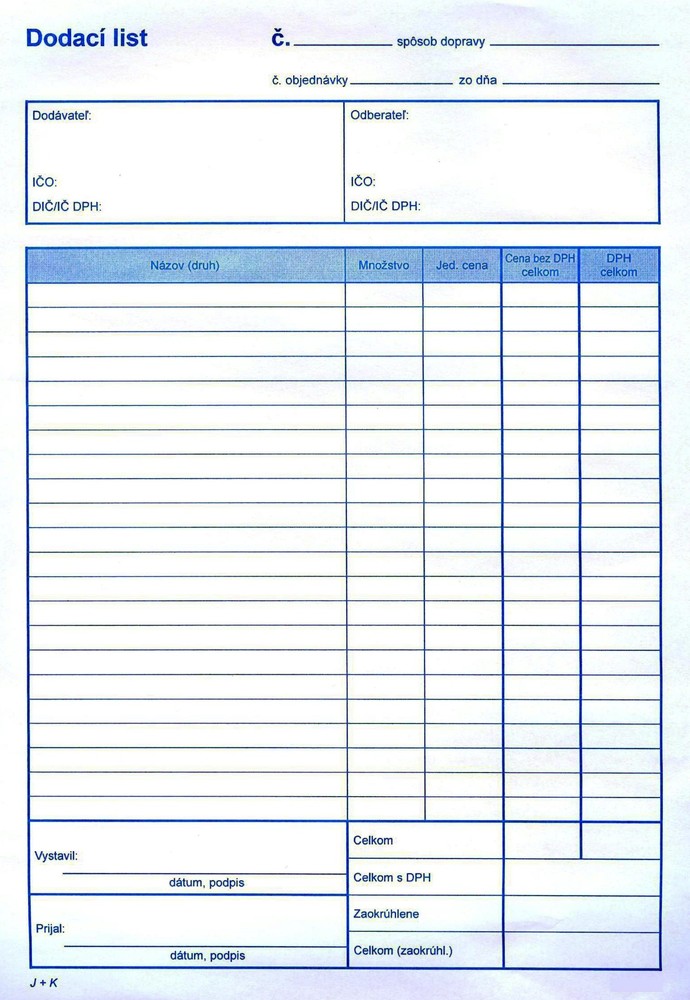Dodací list, A4, 100 listov,samoprepis s DPH  (IGAZ 8)