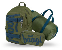 BAAGL SADA 3 Skate Olive: batoh, peračník, športová taška GRS