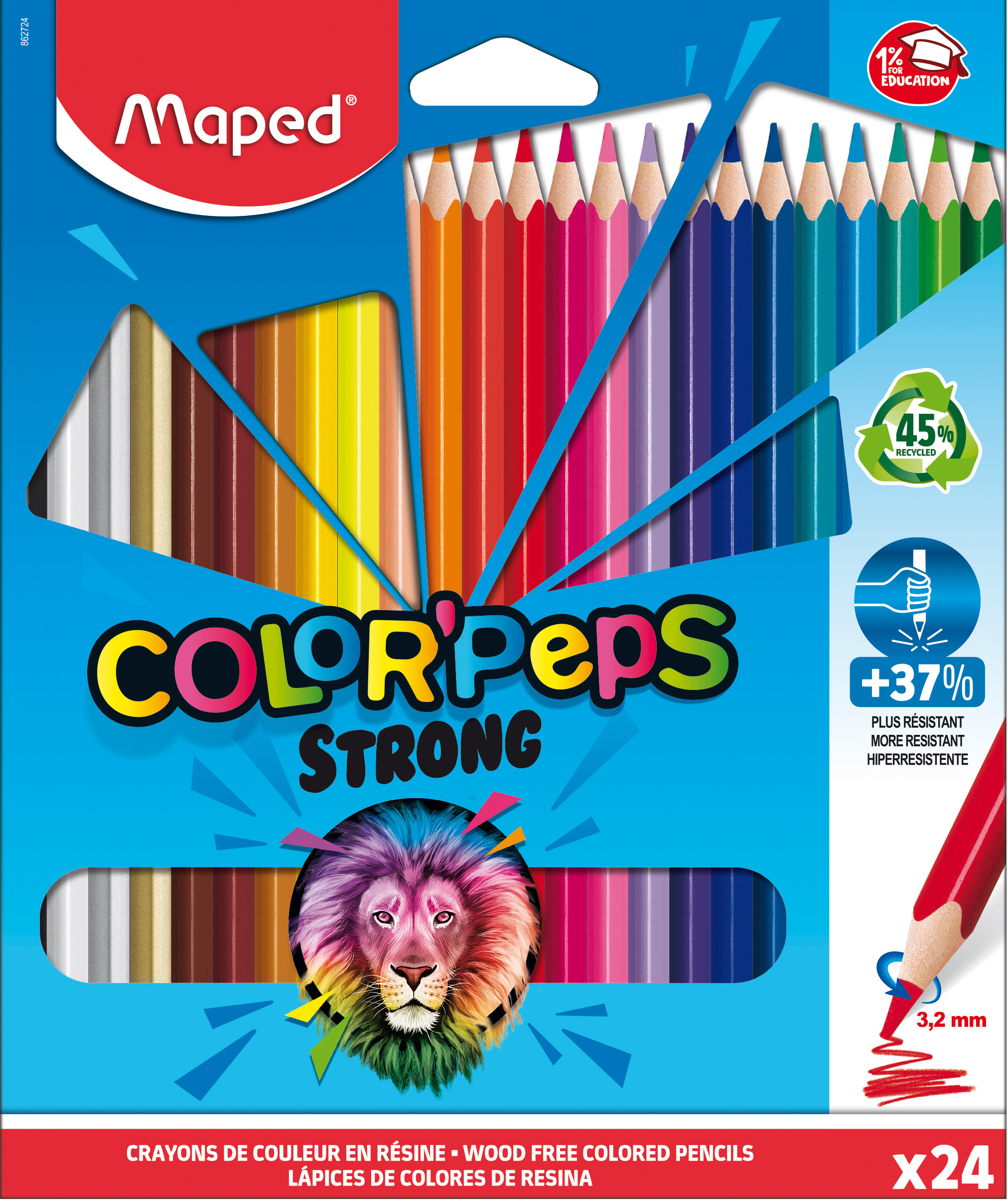 Pastelky trojhranné Color´Peps strong 24 farieb