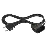 Dvojžilový pohyblivý prívod 1,5 m / 1 zásuvka / čierny / PVC / 0,75 mm2