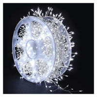 LED nano reťaz na cievke, strieborný, 14,4 m, studená biela, časovač