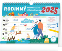 NOTIQUE Týždenný rodinný plánovací kalendár s háčikom CZ/SK 2025, 30 x 21 cm