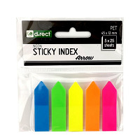 Záložky d.rect 12x45mm šípky priehľadné, 5x25 ks