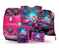 BAAGL SADA 5 Airy Plus Plameniaky: batoh, peračník, vrecko, zástera, peňaženka