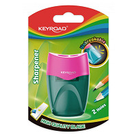 Strúhadlo KEYROAD plastové s dvomi otvormi, blister,mix