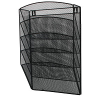 Stojan drôtený nástenný Q-CONNECT s 5 priehradkami, čierny