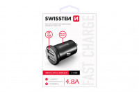 Swissten CL Adapter 2x USB 4,8A metal cierny
