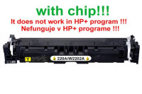 Kompatibilný toner pre HP 220A/W2202A-Plne funkčný čip! Yellow. Nefunkčné v programe HP+!! 1800 strá