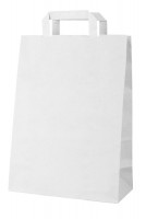 Taška papierová s plochou rúčkou, biela 220x100x280mm