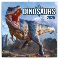 Poznámkový kalendár Dinosaury 2025, 30 × 30 cm
