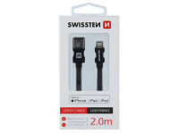 Kábel dátový Swissten Iphone textil USB/Lightning MFi 2m čierny