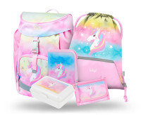 BAAGL SADA 5 Airy Rainbow Unicorn: batoh, peračník, vrecko, peňaženka, box na desiatu