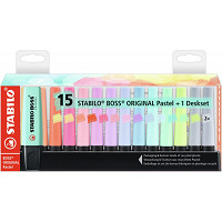 Zvýrazňovač STABILO BOSS ORIGINAL Pastel 15 ks Stolný set