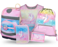 BAAGL SADA 5 Zippy Plus Rainbow Unicorn: aktovka, peračník, vrecko, zástera, peňaženka