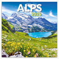 Poznámkový kalendár Alpy 2025, 30 × 30 cm