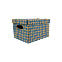 Archívna krabica Kohútia stopa s vrchnákom H/H  300x225x200mm, modrá potlač