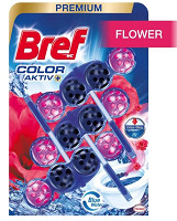 WC blok závesný  Bref Premium Blue Aktiv Fresh Flowe  3x50g