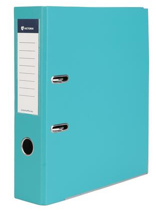 Poradač A4 7,5 cm tyrkysový Victoria Basic s ochran. kovaním