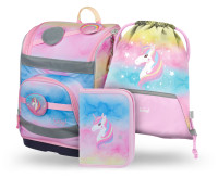 BAAGL SADA 3 Zippy Plus Rainbow Unicorn: aktovka, peračník, vrecko