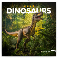 NOTIQUE Poznámkový kalendár Dinosaury 2026, 30 x 30 cm